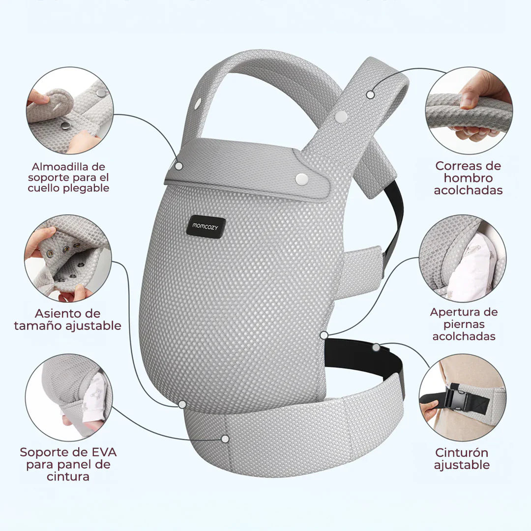 Portabebé 3 en 1 malla Gris Momcozy