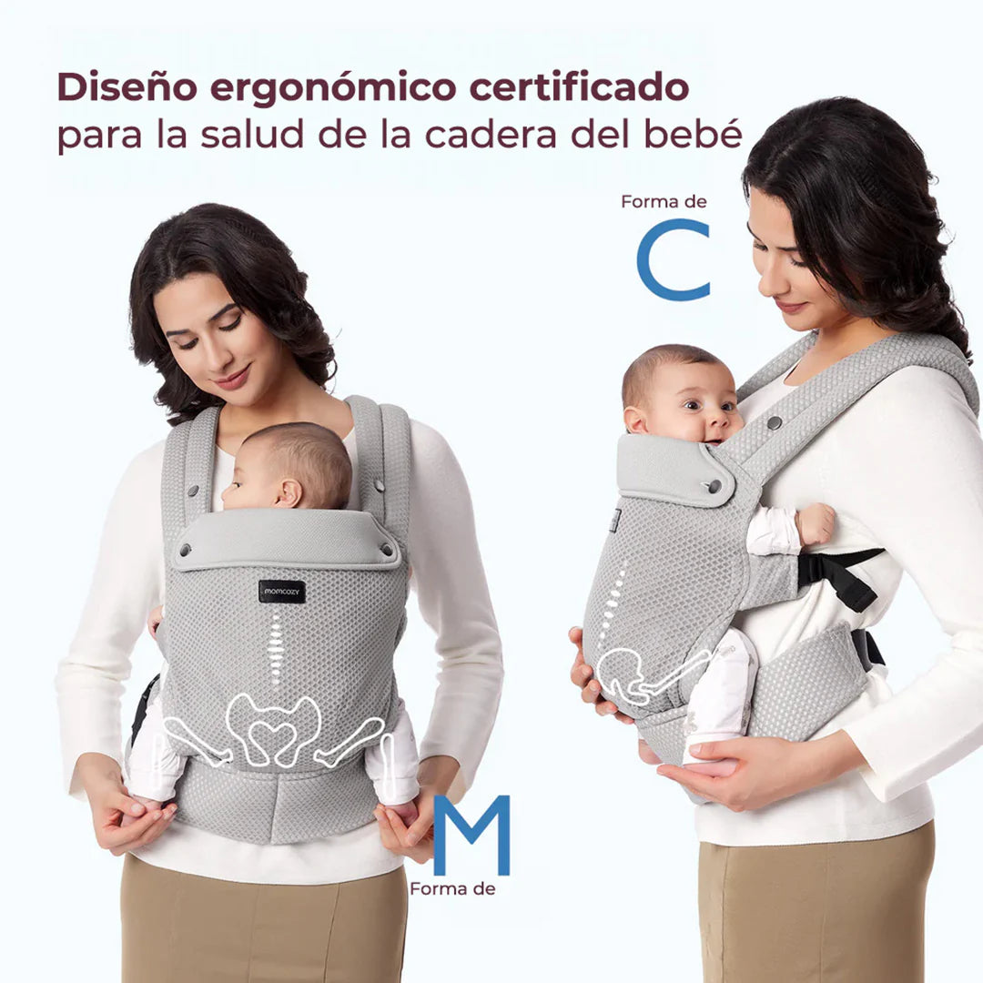 Portabebé 3 en 1 malla Gris Momcozy