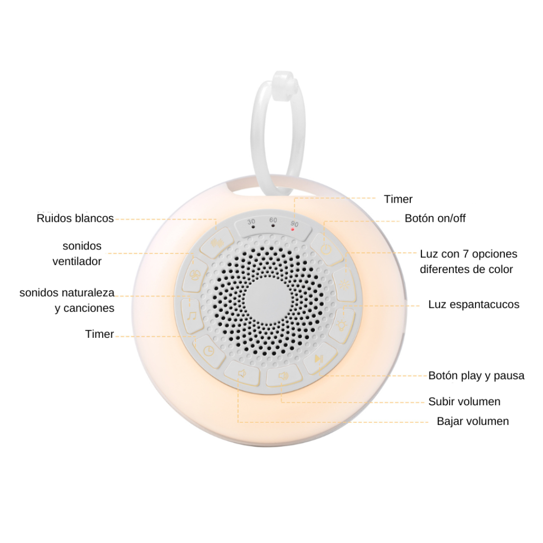 Máquina de ruido blanco portátil con luz - Supermom